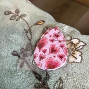 Heart Pattern Pink Faux Leather Earrings NEW